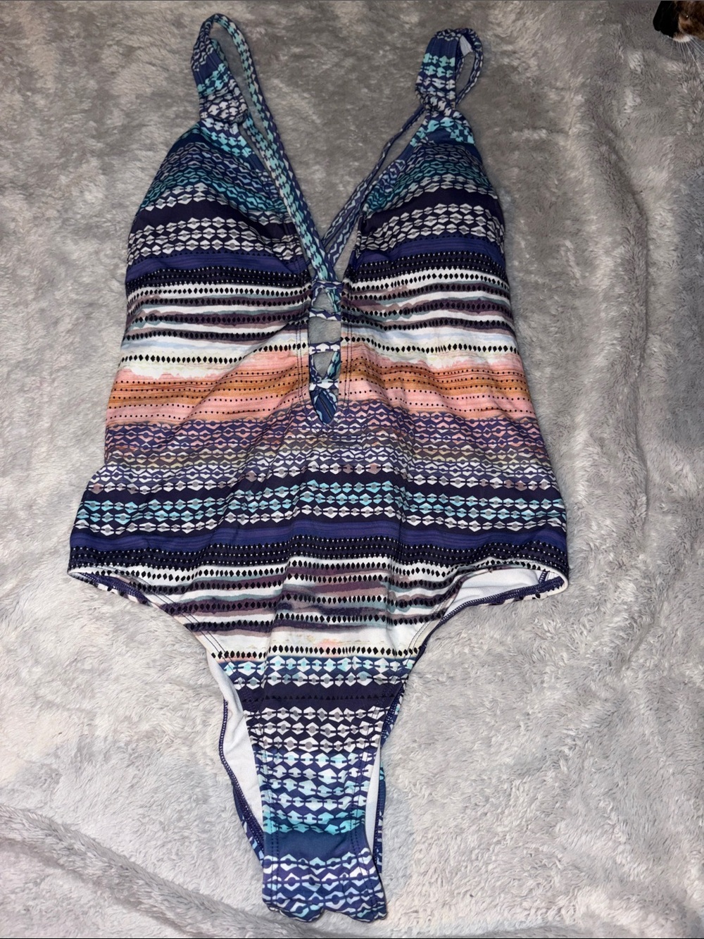 Kenneth Cole Striped Multi-Color One-Piece Swimsuit